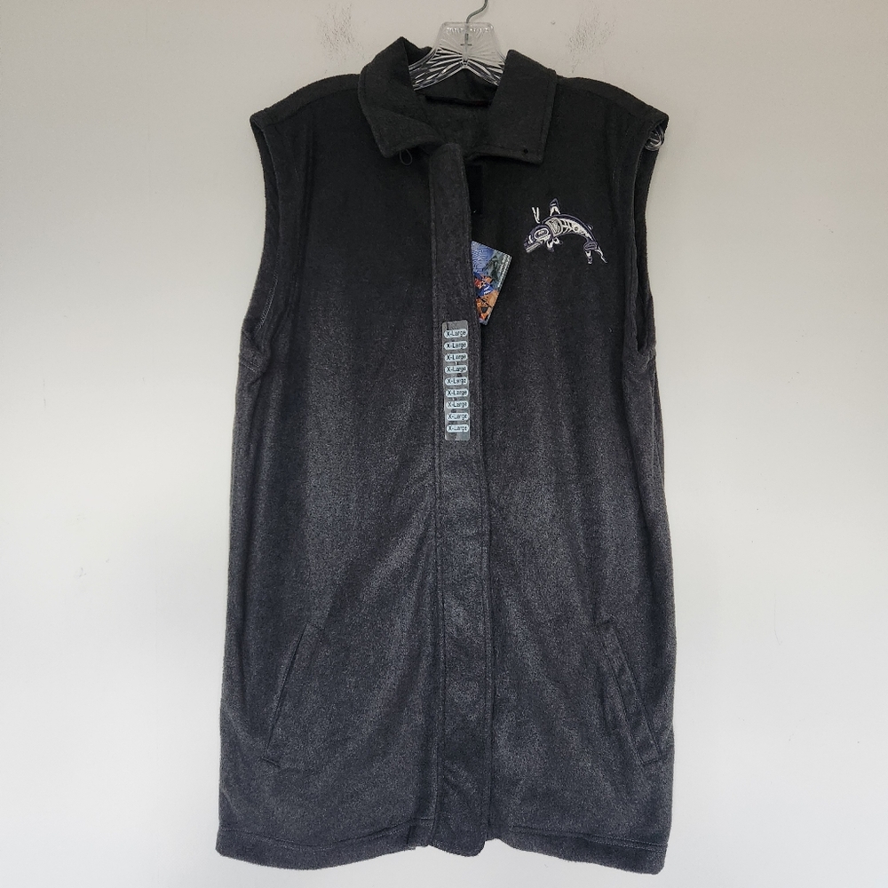Northern Lights Clothing Company Vest Juneau Alaska Embroidered Whale Fleece XL
